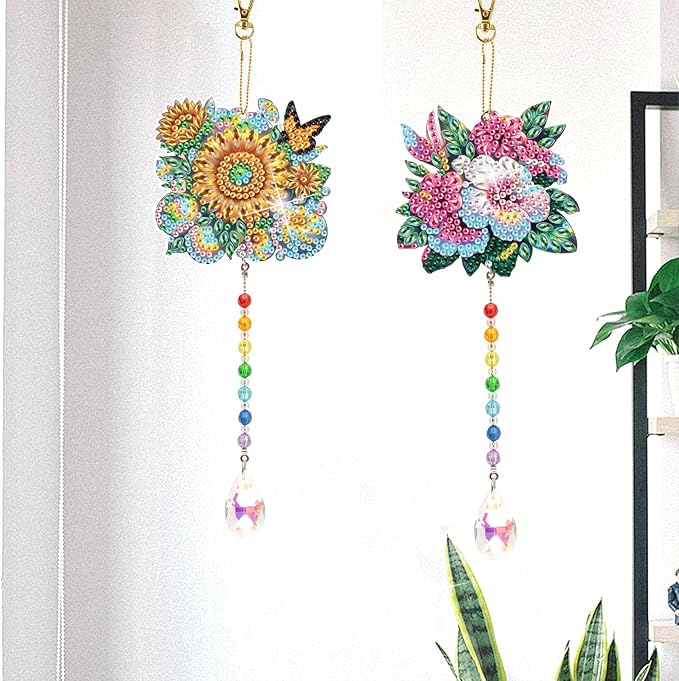TDFERAN Diamond Pinting During Wind Chimes Diamant Art Hanging Sign Onament Plant Pendants Wind Chimes Wall Hanging in Living Room Dorridor Diamond Art Hanging Sign Onamen DIY Decorations Ornaments