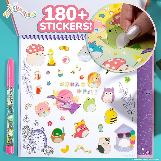 Original Squishmallows Sketchbook, Over 20 Stationery Supplies, Features Squishmallows Scrapbook Stickers, Cam The Cat Fidget Toy, Drawing Paper, Great Kids Craft, Coloring Books for Kids Ages 4-8