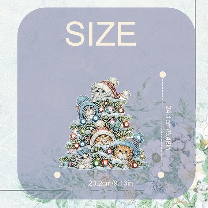 TDFERAN 5D Rhinestone Painting Decorative Sign Christmas 12x20cm Cats Hanging Kit Diamond Art Wreath Cats Couple Window Hanging Cross Stitch Mosaic Crafts Diamond Art Window Pendants Home Garden