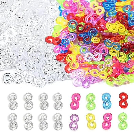 Mecefeno S Clips Rubber Band Clips 1000 Pieces Loom Rubber Band Clips Plastic Band Clips Connectors Refills Bracelet Kit Clip for Loom Bracelets DIY Making Refill Kit
