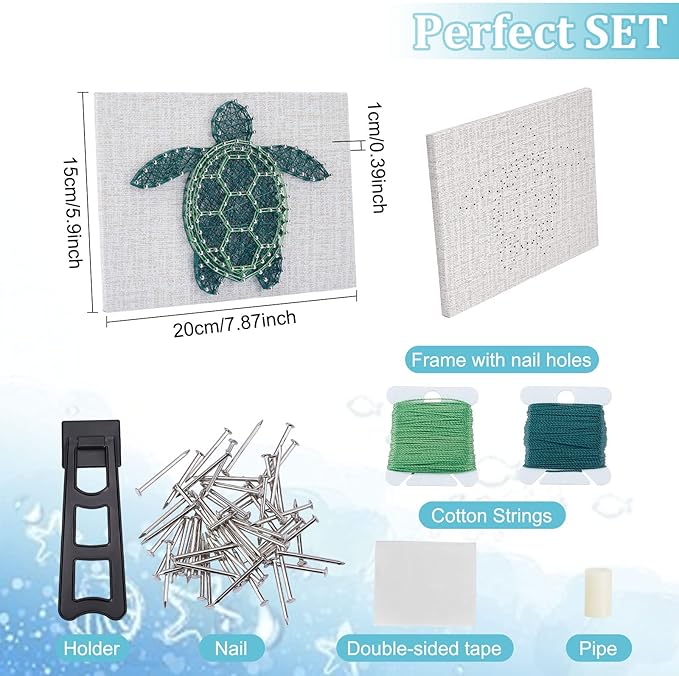 WEBEEDY 3D String Art Kit for Adults Beginners, DIY Sea Turtle String Craft Kit, Include All Necessary Accessories and Frame, Home Wall Poke Art Christmas Holiday Mother's Day Unique Decor Gift