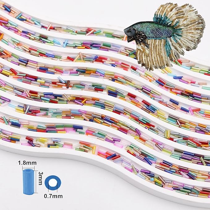 Tube Seed Beads 7mm Crafts Glass Bugle Beads with for Jewelry Making Embroidery Decoration (28 Colors, 8400pcs)
