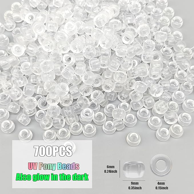 gmma uv pony beads for bracelet plastic beads for jewelry making glow in the dark beads color changing beads sunlight beads 6x9mm beads for friendship bracelets diy necklace party decoration supplies