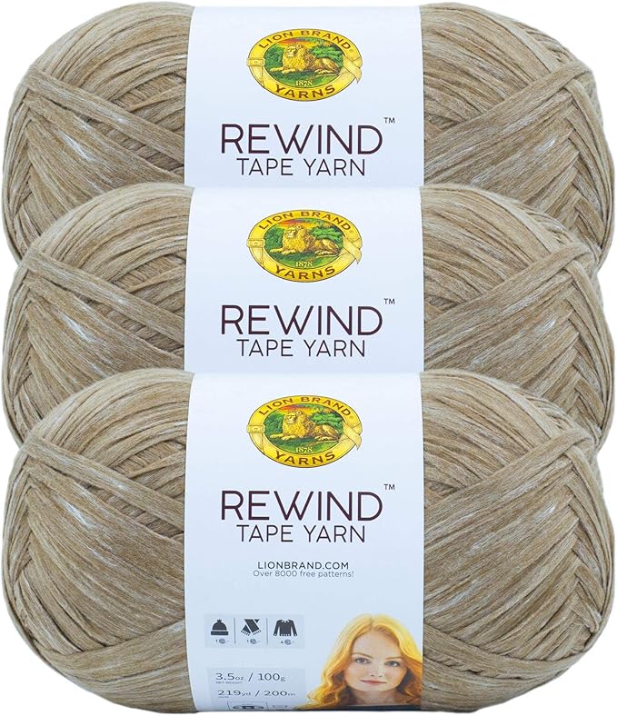 Lion Brand Rewind Yarn - 3-Pack Craft Tape for Knitting and Crocheting, Willow