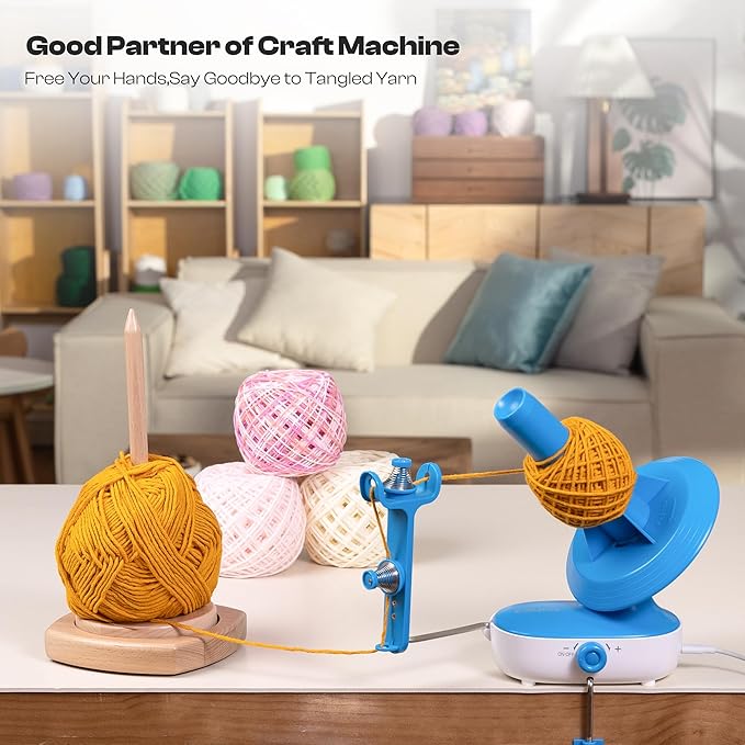 Caydo Wooden Yarn Holder for Knitting and Crocheting, Easy Install and Operate Yarn Spinner Holder, Yarn Spinner with Yarn Storage, Perfect Crochet Gift for Craft Enthusiasts - Large
