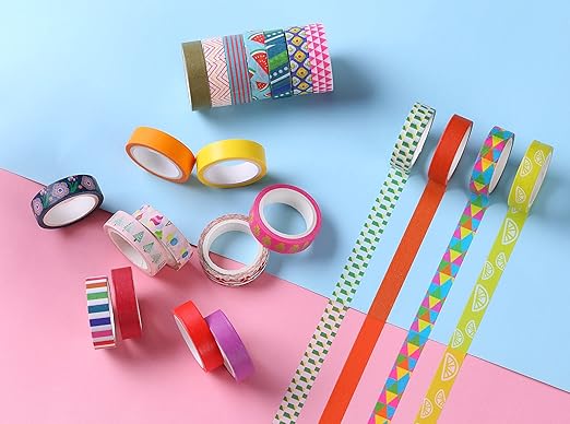 MPOPUUL Ninico 30 Rolls Washi Tape Set - 10mm Wide, Colorful Flower Style Design, Decorative Masking Tape for DIY Craft Scrapbooking Gift Wrapping
