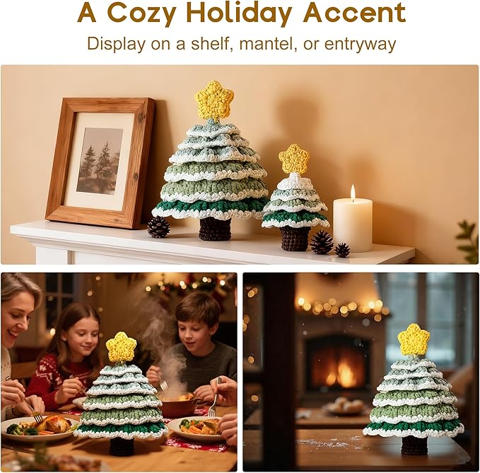 DoodleTwyst Crochet Kit for Beginner – DIY Crochet Kit with Yarn & Tools – Fun Crochet Kits for Adults (Christmas Tree)