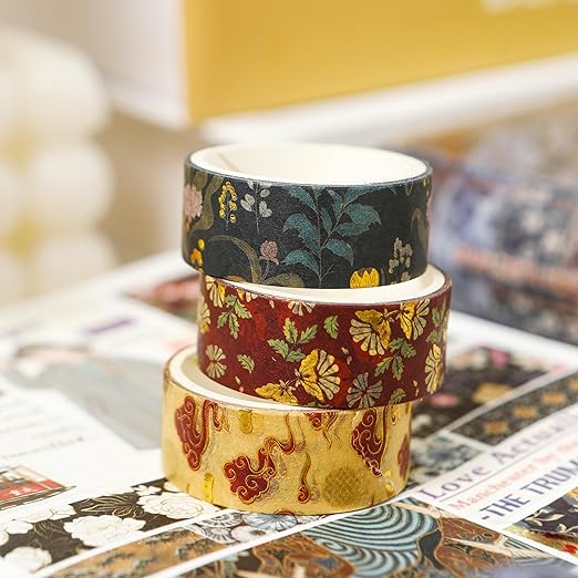 10 Rolls Sakura Washi Tape Set Japanese Arts Adhesive Tapes Gold Silver Foil Decorative Masking Tape Sets for Craft, Kids, Scrapbook, DIY, Gift Wrapping (Cherry Blooms)