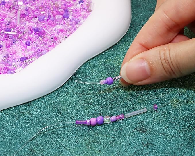 Mixed Craft Beads 1000Pcs/20g Glass Seed Tube Bugle 1.5-4.5mm Small Loose Spacer for DIY Bracelets Necklace Earring Jewelry Making (Purple)