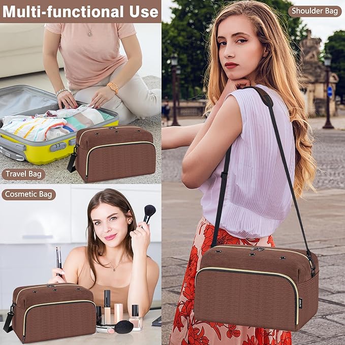IBFUN Crochet Yarn Knitting Bag 2 Pcs Yarn Storage Organizer Crocheting Bags for Beginners with Shoulder Strap for Knit Accessories Needles Hooks
