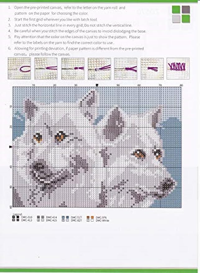 LUBOT 20"*15" White Bear Latch Hook Kits Rug Making Kits DIY Crafts for Adults/Kids with Printed Canvas Pattern Crochet Kit