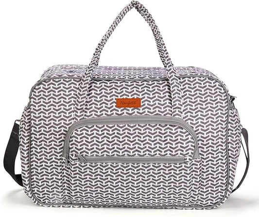 Yarn Storage Organizer, Knitting Crossbody Bag, Large Crochet Tote Bag Yarn Holder Case for Carrying Projects, Knitting Needles, Crochet Hooks and Other Accessories (Gray-Arrow)