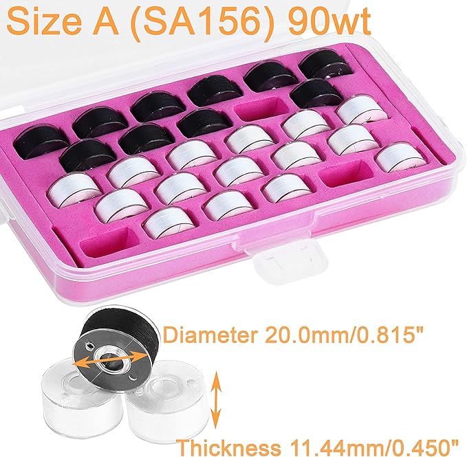 New brothread 28pcs 17White+11Black 60S/2 (90WT) Prewound Bobbin Thread Plastic Size A SA156 for Embroidery and Sewing Machines DIY Embroidery Sewing Thread Cottonized Soft Feel Polyester Thread