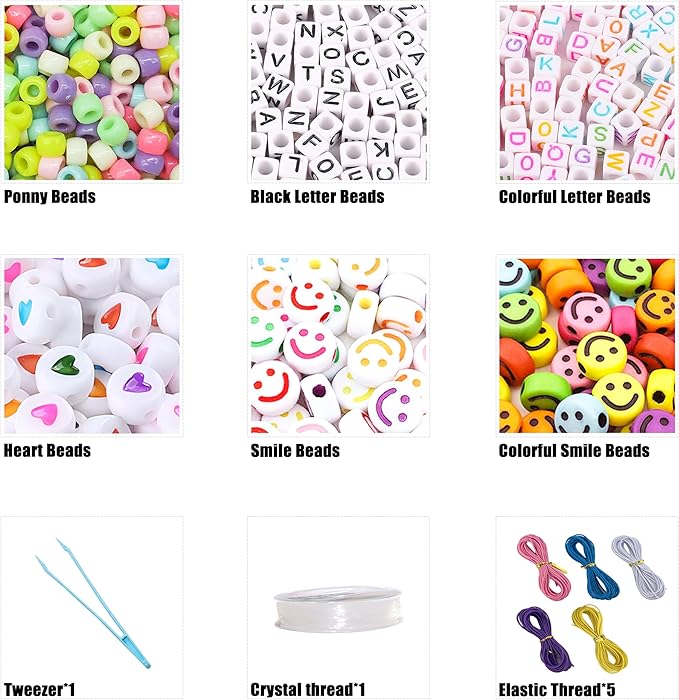 lis hegensa 28 color diy crafts gifts for girls beading kits, 1200pcs pony beads bracelet making kits with decorative beads and charms, craft supplies for children, adults, girls