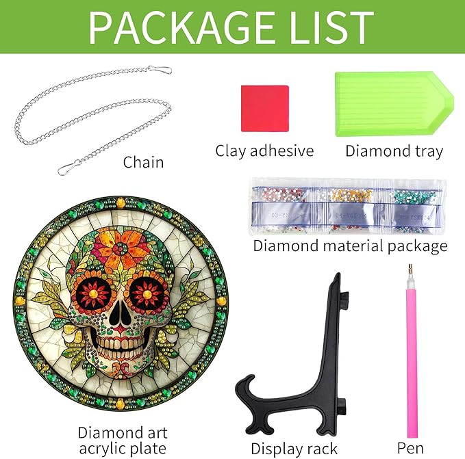 Wergund 5D DIY Skull Diamond Art Hanging Kits, Hanging Diamond Art, Acrylic Special Shaped Rhinestone, Window Hanging Pendants for Home Wall Garden Front Door Outdoor Decor Gift