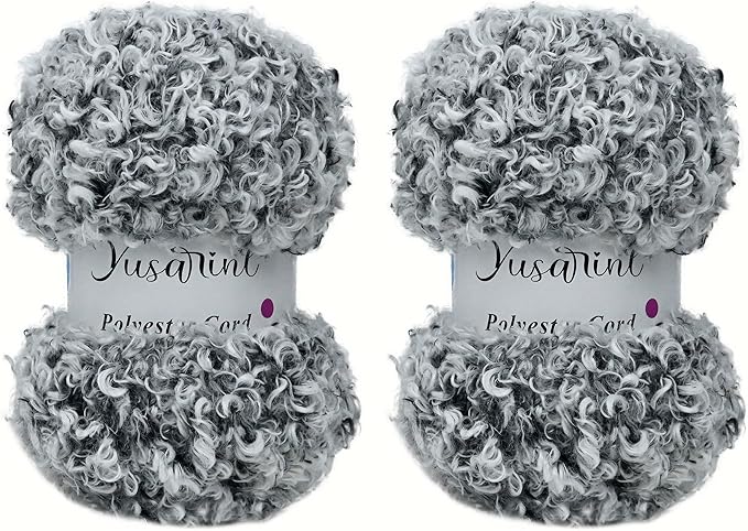 (32 Colors Available) Yusarinl 2 Skeins Teddy Bear Yarn,Fuzzy Yarn for Crochet Polyester Plush Fur for Crafts Fluffy Fuzzy for Knitting(6.7 oz, 80 yds)-Black and White