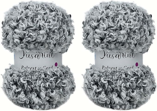 (32 Colors Available) Yusarinl 2 Skeins Teddy Bear Yarn,Fuzzy Yarn for Crochet Polyester Plush Fur for Crafts Fluffy Fuzzy for Knitting(6.7 oz, 80 yds)-Black and White