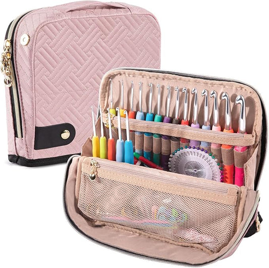 MYBAGZING Empty Crochet Hook Case - Crochet Hook Organizer Case Stand Up (Upgraded) -Corchet Organizer - Crochet Hook Holder for Knitting & Crochet Supplies, Crochet Needles, Crochet Accessories