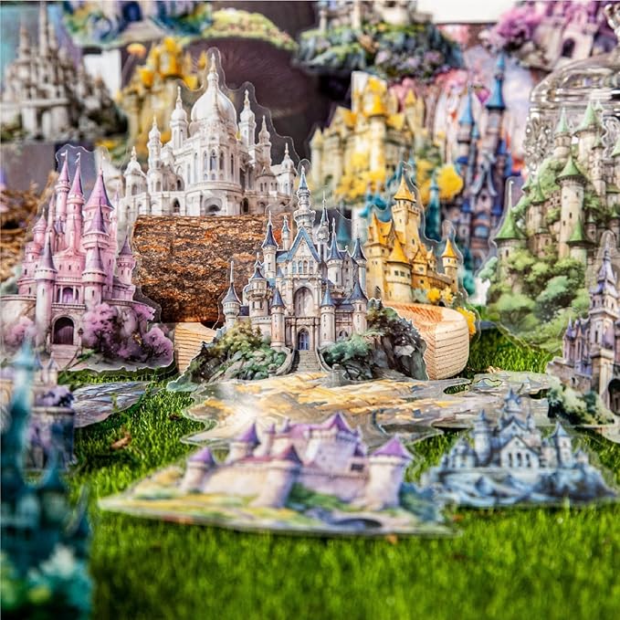 80 Pieces Aesthetic Gothic Magic Castle PET Sticker Set, 4 Pack Fantasy Castle Stickers for Scrapbooking, Journaling, Waterproof DIY Crafts, and Junk Journal Supplies