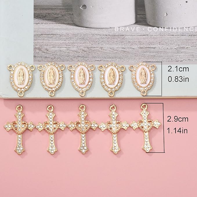 Jiali Q 20 Piece Set Rhinestone Cross Connectors and Pendants for Jewelry Making (Gold)