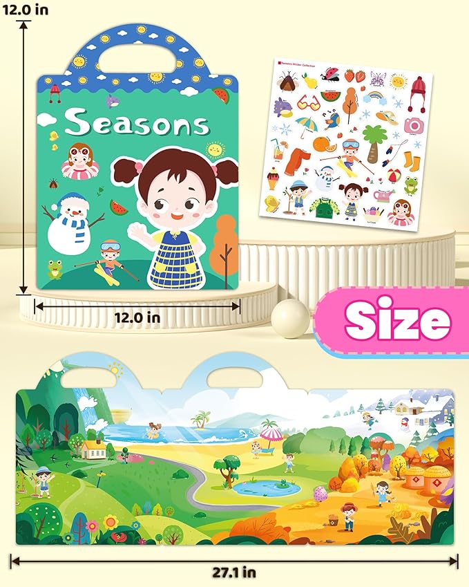 walenced reusable sticker book for toddlers, stickers for kids, toddler craft activities, toddler travel toys ages 3 and up boy girl birthday gifts