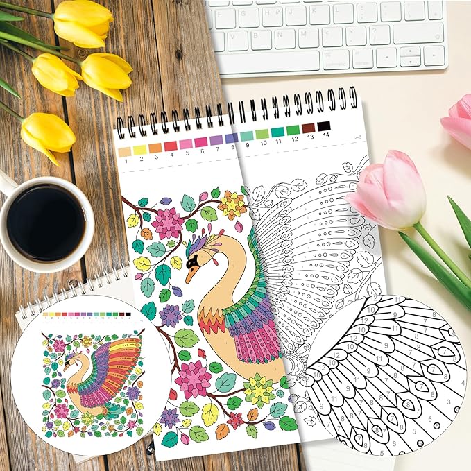 Kalysky Relaxation Adult Coloring Books - Color by Numbers,3 Coloring Books for Adult or Women,Theme - Flower,Butterfly,Animal