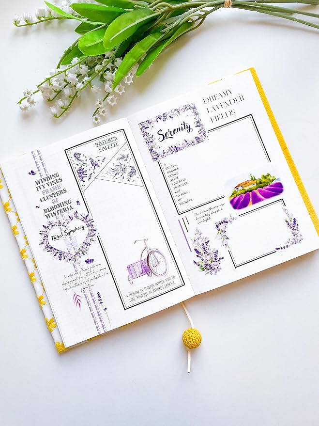 WT Pre-Cut Purple Muse Wide Washi Tape – Soft Purple Florals & Poetic Accents, 70mm×5m, Artistic Tape for Journaling, Scrapbooking, Planner & DIY Crafts