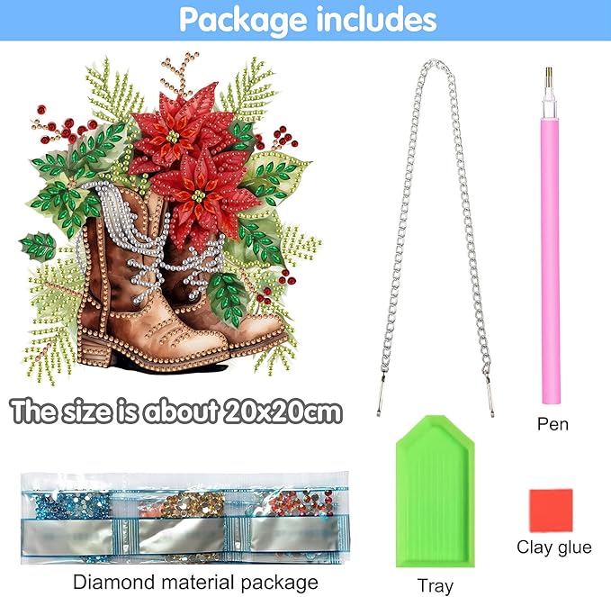 Reofrey Hanging Diamond Art Kits for Adults– 8x8Inch Western Hanging Ornament Acrylic Board Double Sided Pattern Crystal Diamond Art Suncatcher Pendant, for Home Wall Window Decoration Handmade Gift