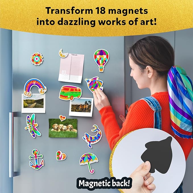 skillmatics foil fun - pretty patterns, 18 diy magnets mess-free art, colorful creative party activity, craft kits, 60+ foam stickers, classroom valentine’s day gifts for kids, teens, adults, families