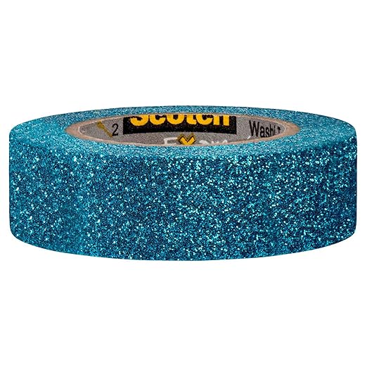 Scotch Expressions Glitter Tape.59 in x 196 in, Teal Blue Glitter, 6 Rolls (C514-BLU)