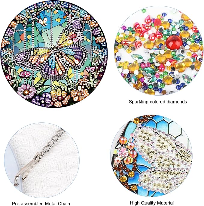 JISHSHAY 2 Pcs Diamond Painting Pendant Kits - Butterfly & Special Shape Diamond Art - Suncatchers & Hanging Art - Window Clings & Decor