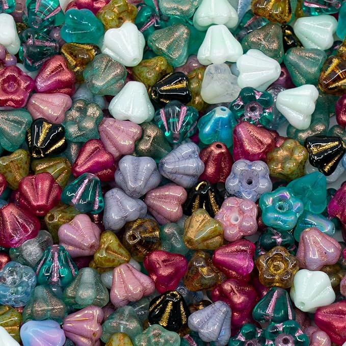 25grams (0.88oz) Tiny Bell Flower Bead Mix (4x6mm), Czech Glass