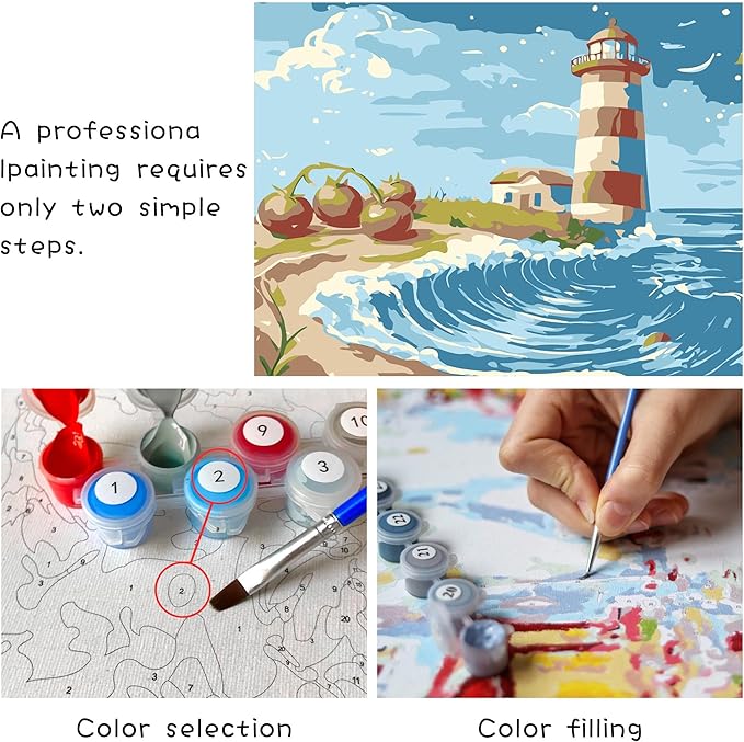 Reofrey Framed Paint by Numbers Kit for Adults & Beginner - 8x12 Inch Canvas Deer Paint by Numbers - Animals Educational & Creative Art Set for Beginners - Perfect for Home Wall Decoration