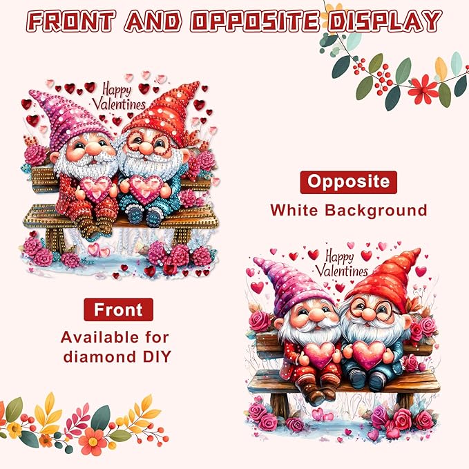 KEYIFA Love Hanging Diamond Art Painting Kits for Adults and Kids Age 8-12, 5D Special Shape Diamond Dots Kit Gnomes, Crystal Gem Painting Art Crafts for Window, Wall, Door, Garden Decor