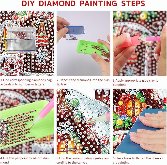 SENQAO Christmas Diamond Art Hanging Kits for Adults Kids, Candy House Diamond Art Suncatchers, 5D Special Shape Diamond Painting Pendant Window Ornament Gifts for Home Door Wall Decor