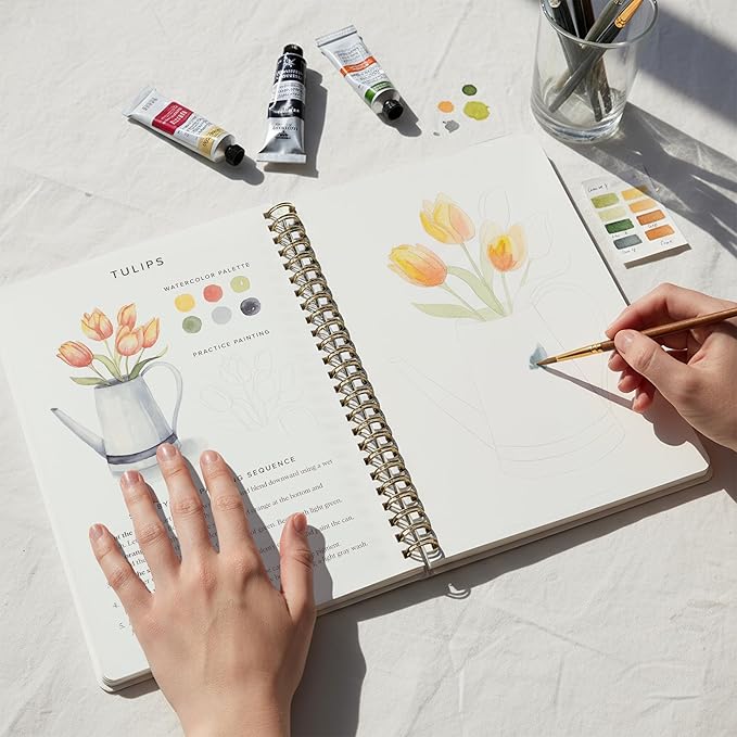 Beautiful Watercolor Workbook for Beginners - Relaxing & Easy to Paint Water Coloring Book with Floral Designs on Premium Paper - Perfect for Gifting to Spark Creativity & Joy for Adults