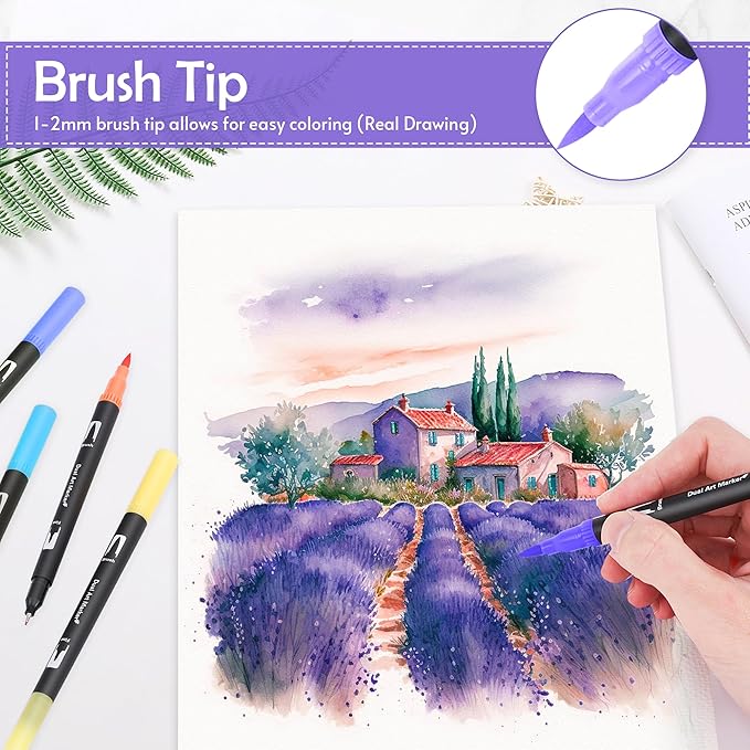 168 Colors Brush & Fine Dual Tip Watercolor Markers Set Coloring Books No Bleeding Paint Pens For Drawing Note taking Planner Calligraphy Journaling Card Making Art Supplies
