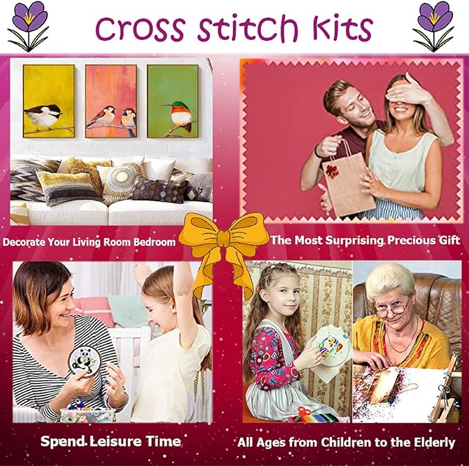 dimxvean stamped cross stitch kits,cross stitch kits for adults beginners,embroidery kits full range of cross stitch stamped kits needlepoint kits cross stitch patterns-moon cat 16x20 inch
