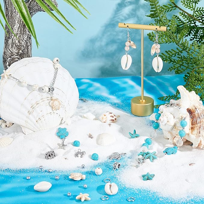 PH PandaHall 292pcs Turquoise Jewelry Making, Boho Ocean Beach Shell Bead Charms Starfish Mermaid Turtle Beads Summer Sea Dangle Pendant for Gift Bracelet Necklace Earring Anklet Craft Jewelry Making