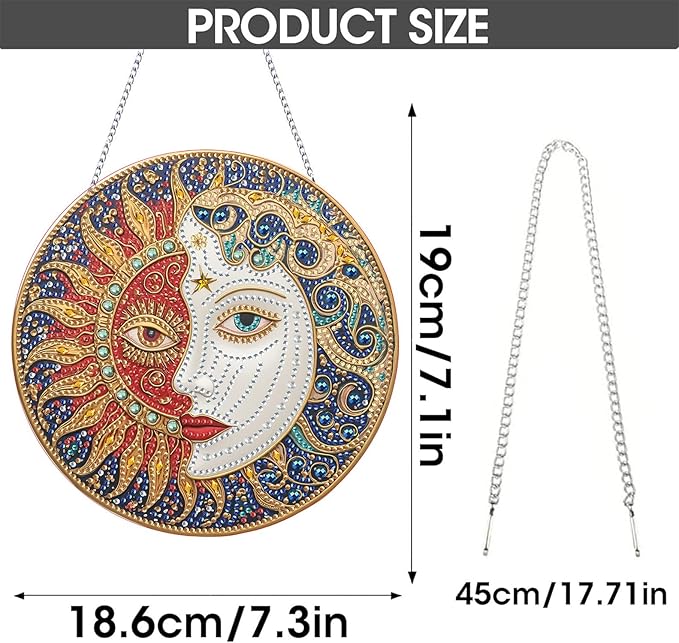 SKRYUIE Moon Hanging Diamond Art Kits for Adults Pendant Suncatcher, Special Shaped Crystal DIY Pearl Diamond Painting Kit, Gift for Mother Spring Summer Window Wreath Decor 7.88 x 7.88 Inch D8