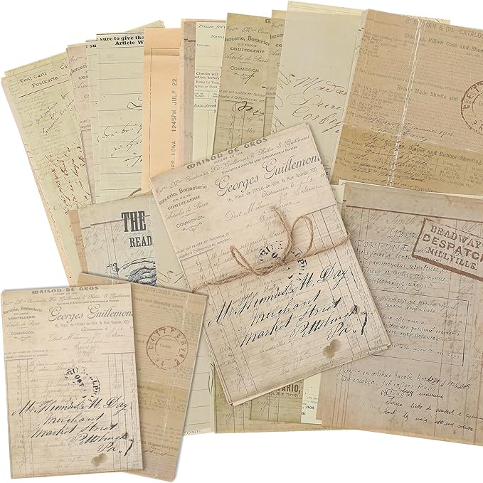Zonon 114 Pieces 2 Sets Junk Journal Pages Vintage Pack Craft Paper Junk Journal Vintage Paper for Albums Planner Decorative Crafts Embellishment Supplies (Memory List)