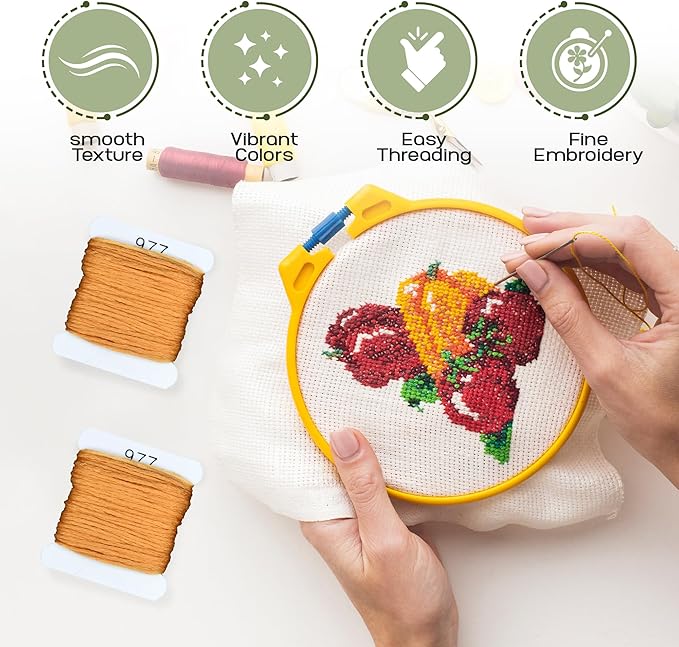Embroidery Floss Kit and Refills - Cotton Threads - DMC Color Coding for Cross Stitch, String Crafts, Friendship Bracelets