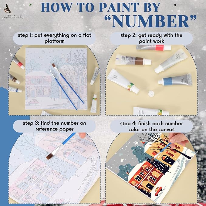 Nezyo 12 Sets Paint by Numbers Kit with Frame for Adult Beginners, Paint by Number DIY Acrylic Painting Canvas for Painting Party, Classroom Activity Birthday Gift, 8 x 8 Inch