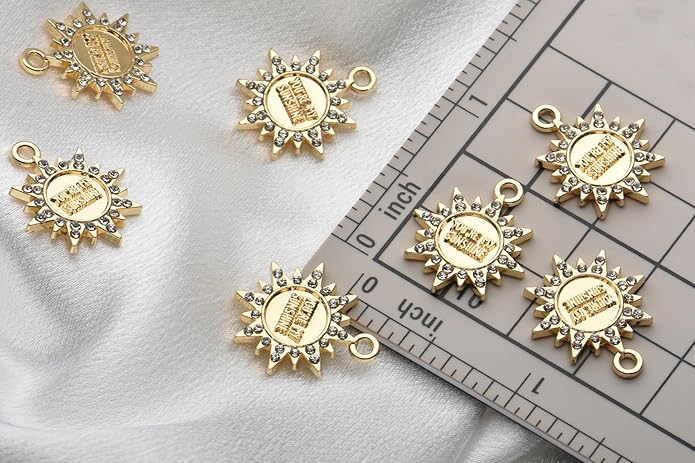 Pack of 20 Rhinestone Charms Gold Plated Pendants Pave Crystal Accessories for Necklace Bracelet Jewelry Making DIY Crafting