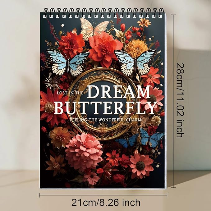 Adult Coloring Book for Women Relaxation, Butterfly Coloring Book for Adult Spiral Bound 30 Pages Thick Paper One Sided Design Coloring Book Mindfulness Gift for Her, Anxiety Relief Gifts Relaxation