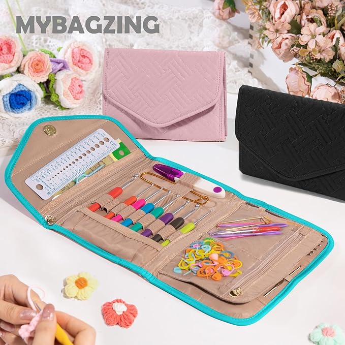 Crochet Hook Case - Foldable Organizer for Knitting & Crochet Supplies - Knitting Accessories