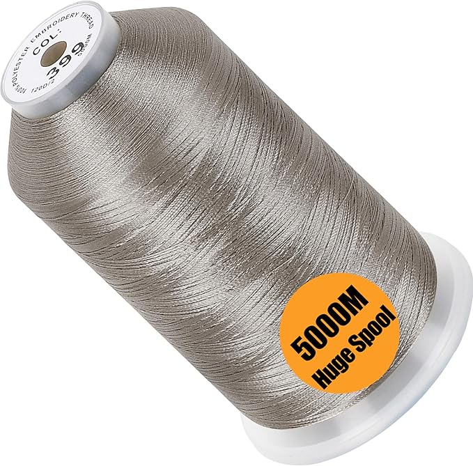 New brothread - Single Huge Spool 5000M Each Polyester Embroidery Machine Thread 40WT for Commercial and Domestic Machines - Warm Gray