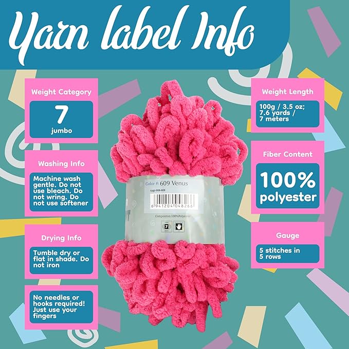 JubileeYarn Fun Finger Gradient Loops Yarn - 100g/Skein Jumbo Polyester - Nixi - 4 Skeins