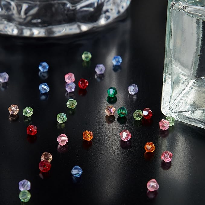 laopottbeads 1200pcs 3mm bicone crystal glass beads for jewelry making, sparkling mini beads for suncatchers, diy bracelets & craft projects (multicolored)
