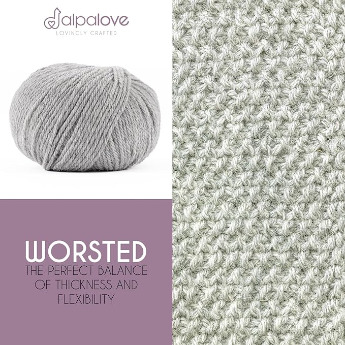 Worsted Set (6 x 1.75 oz) Super Soft Baby Alpaca Knitting Yarn Silver Gray 656 Yards